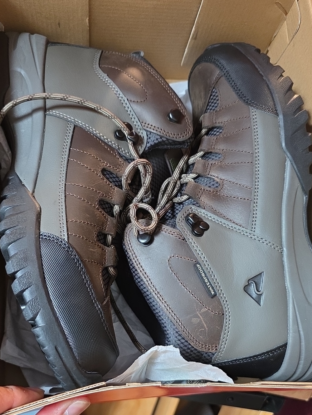 Ozark Trail Men's Brown and Gray Hiking Boots
